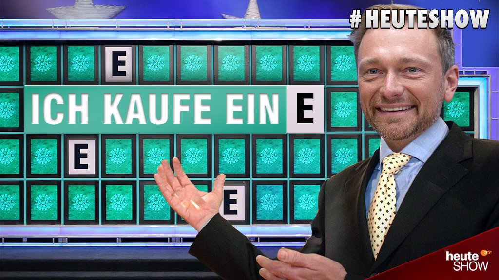 heuteshow's tweet photo. Wir haben drei weitere E’s für die FDP: Elitedenken, Egoismus und die Ersche der Wirtschaft küssen. #heuteshow https://t.co/IUqrmZQXe7