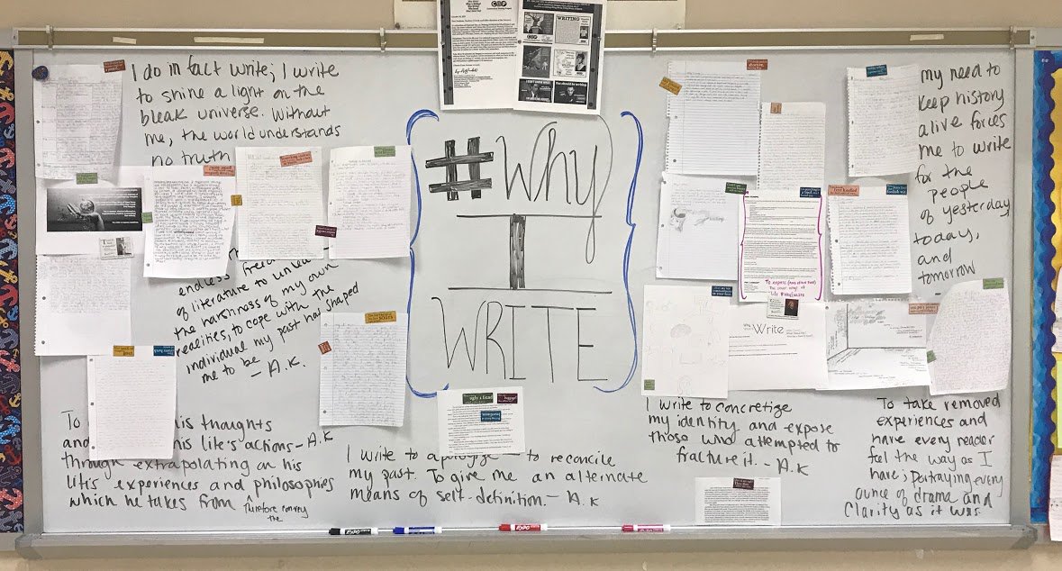 BRCrandall's tweet photo. I love seeing Connecticut Schools writing on writing. #NDOW #WhyIWrite. Keep sending the memes and pictures. @ncte @CWPFairfield #StagsWrite https://t.co/qwQNNYPnfe