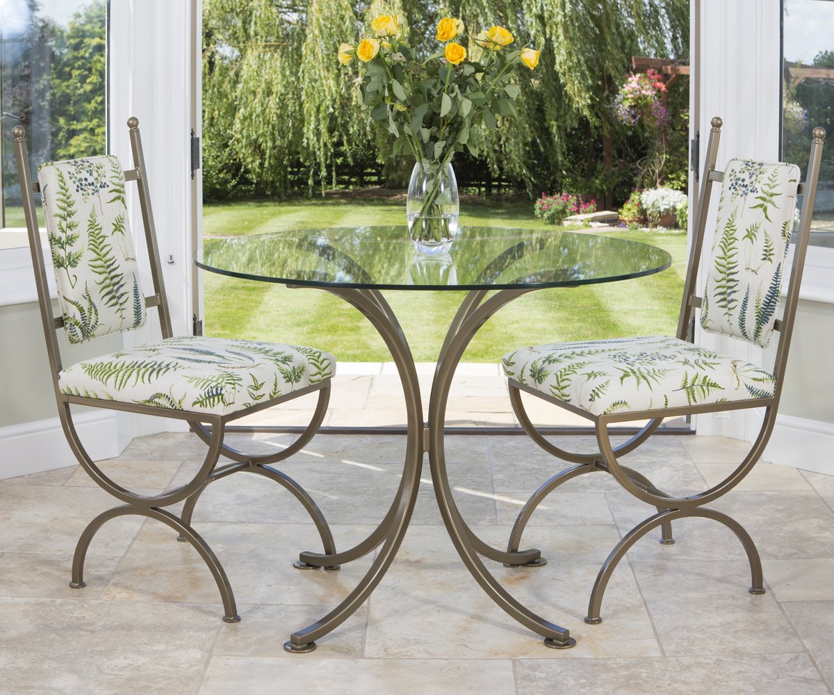 The pictures here feature a Bennington Tuscany Table with Windsor Chairs...the furnishing fabric is <a href="/SwafferFabrics/">Swaffer Fabrics</a> 
#metalfurniture