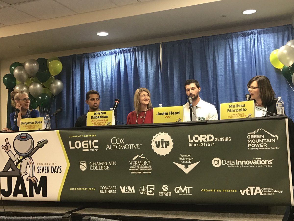 champlainonline's tweet image. #HigherEd panel underway @techjamvt! Come check us out #TechJamVT
