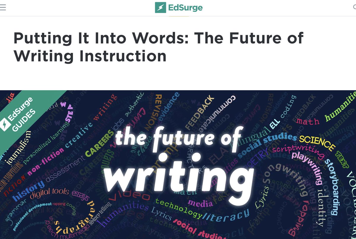 JenWilliamsEdu's tweet photo. Putting It Into Words: The Future of Writing Instruction https://t.co/cow60ZuYiv #edtech @EdSurge #ILAChat #literacy Check out this guide! https://t.co/XtQW3Kp06T