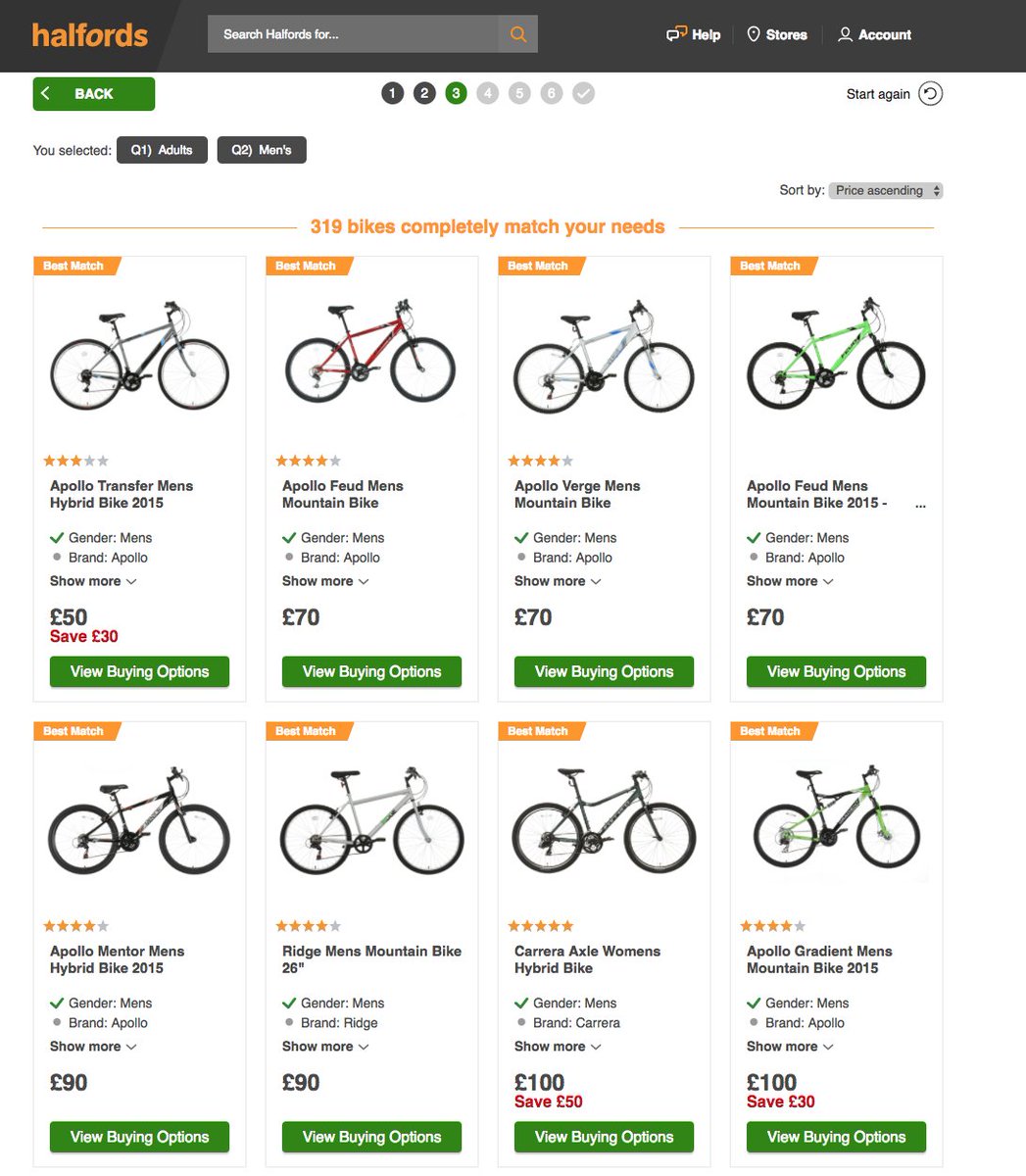 thebitbetween's tweet photo. @Halfords_uk Horrible experience with bike selector. All models out of stock. Online chat denied. Very Frustrating. I would avoid. https://t.co/7w2bfVOhz9
