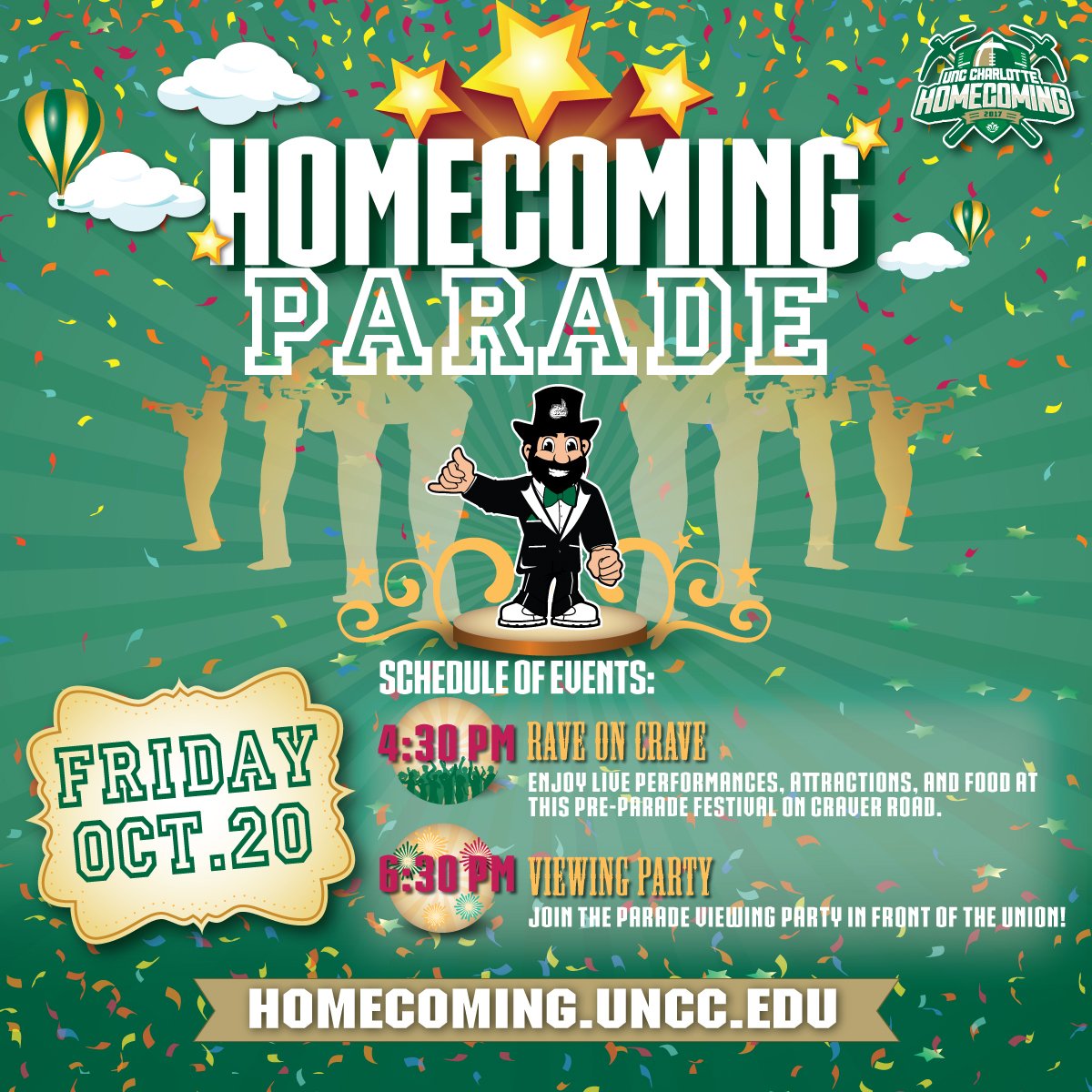 CLTStudentUnion's tweet photo. Be at the Rave on Crave and Norm Goes Hollywood tonight for free food, a step show, and more! #UNCC #UNCCUnion https://t.co/q0uAQBxw32