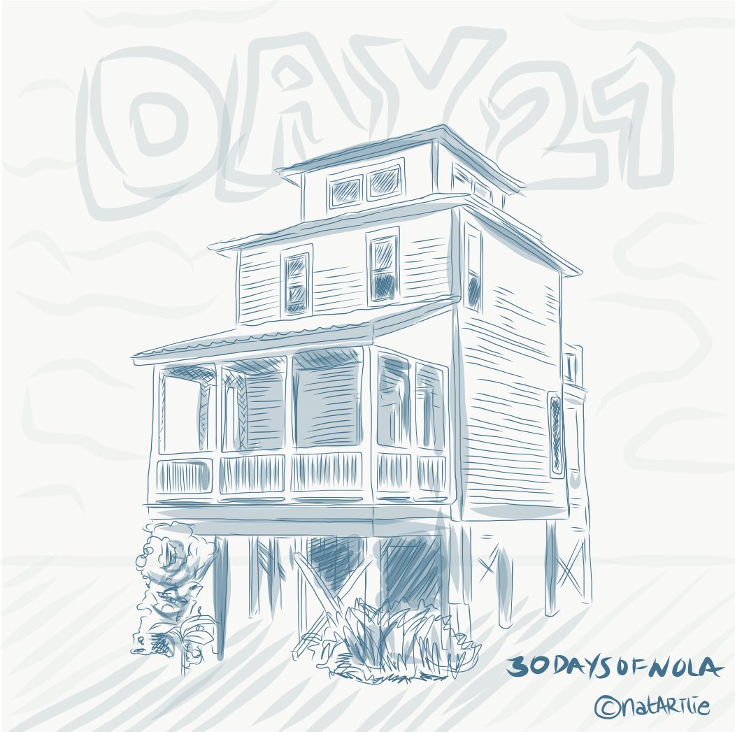 natartlie's tweet photo. Day 21 of 30 days of Nola. One time in New Orleans I saw a house on stilts. https://t.co/Fi1ZVspdQK
