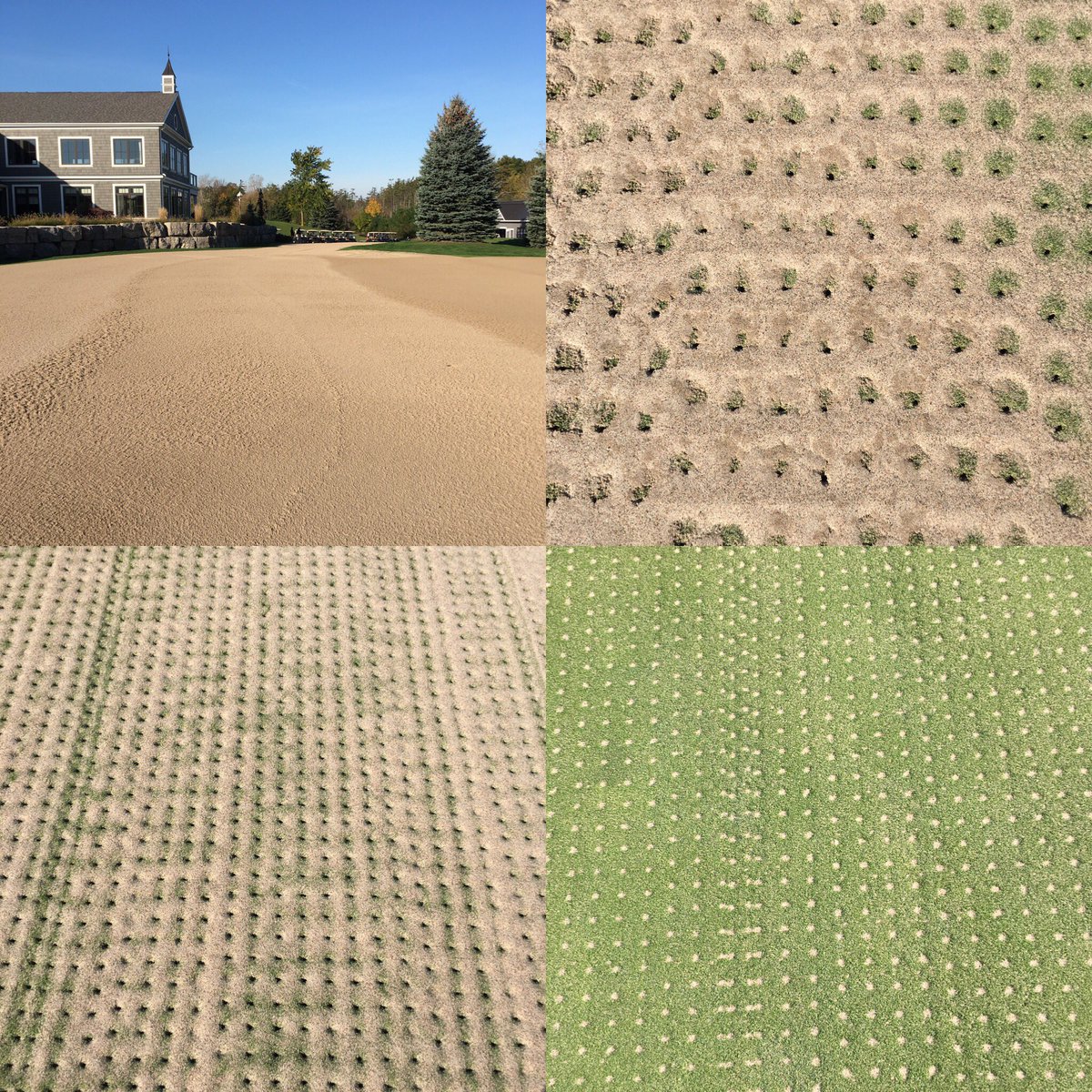 WBGrounds's tweet photo. Lots of sand,1/2 deep time, 3/4 solid tine - fall aerification is complete Thank you WB members for your patience https://t.co/3sduNqI7hh