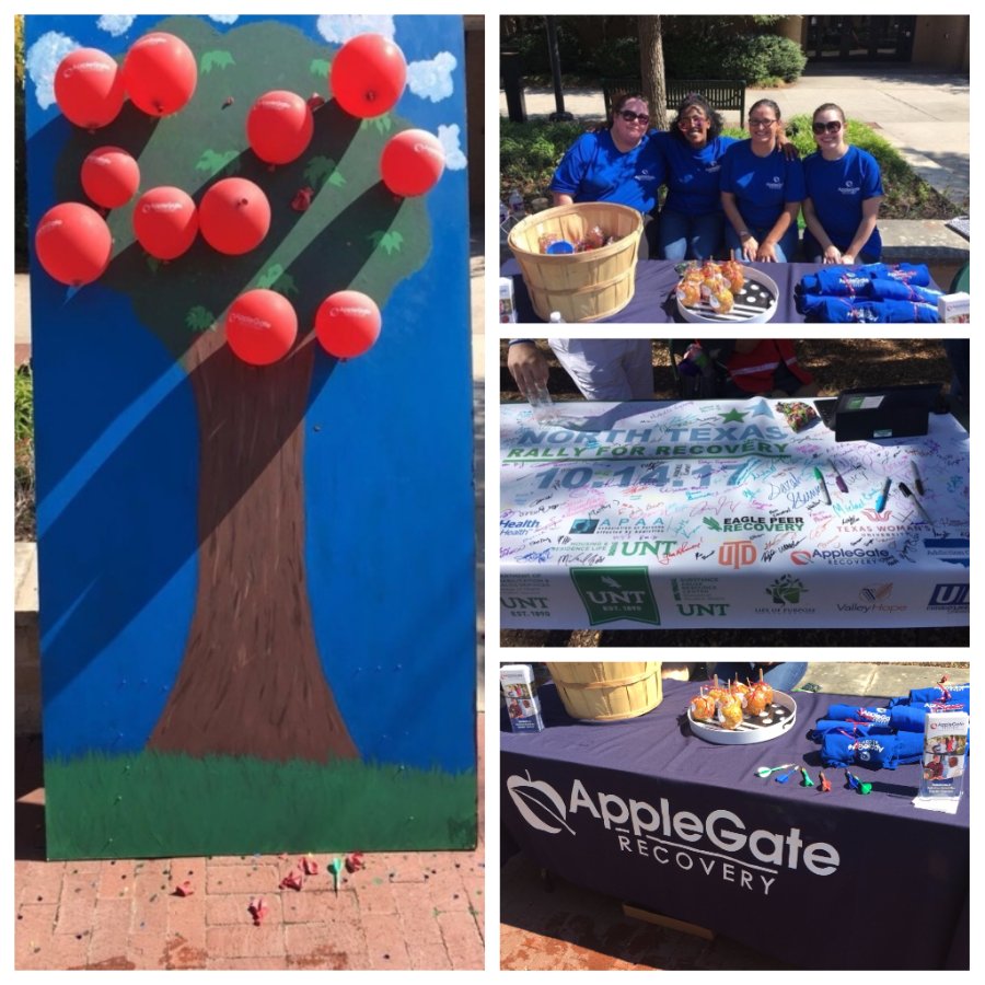 applegatercvry's tweet photo. Last week, #AppleGateRecovery joined the Rally for Recovery hosted by @UNT_RHS with games and caramel apples!

#UNT #Addiction #Recovery https://t.co/Uswzd9i0Bl