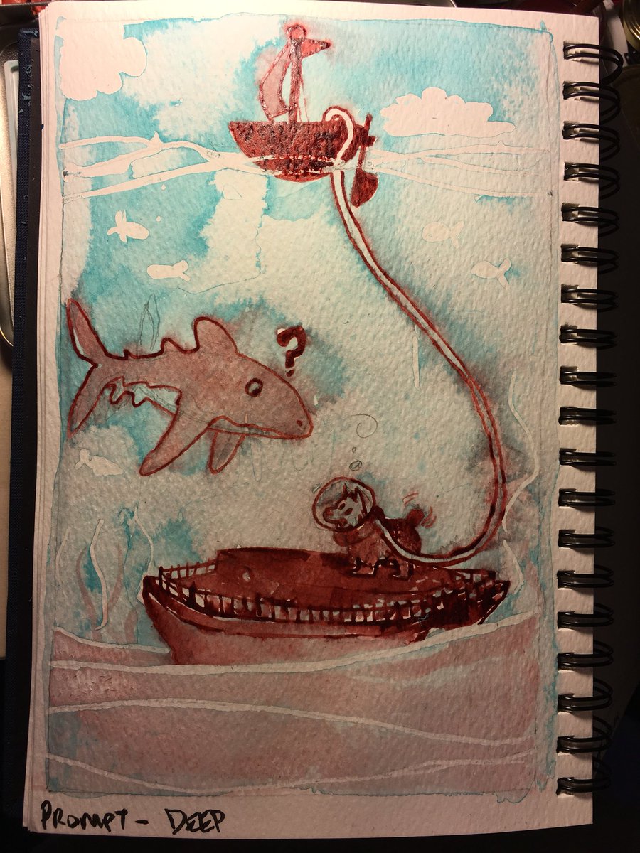 AnnimatedDragon's tweet photo. Inktober 2017 Day 20
#inktober2017 prompt: deep. Inks-  siennier ink &amp; glass dip pen Bombay blue ink wash. Theme:Lucy. https://t.co/Yp4nug4E4Y
