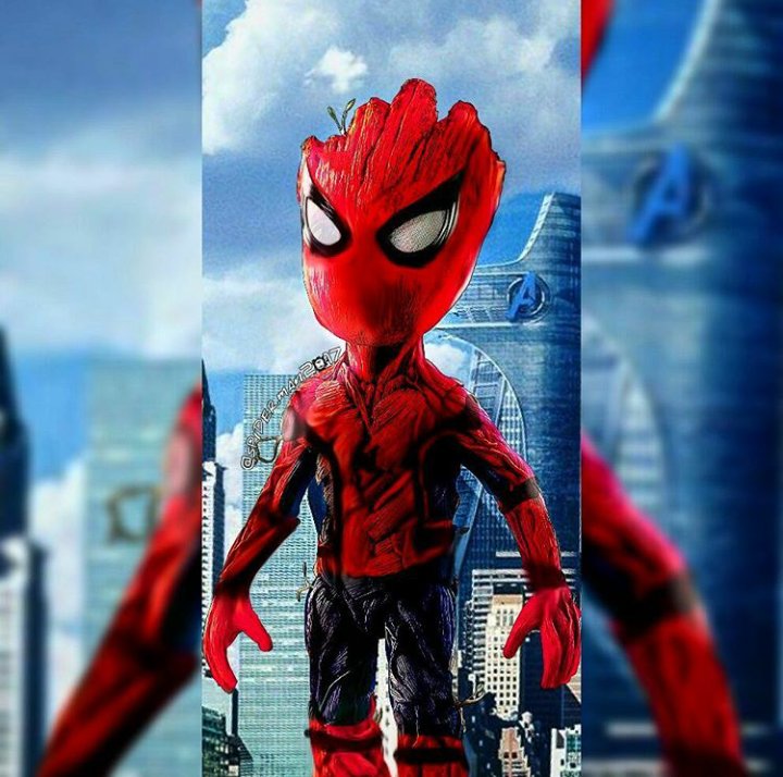 torres13aac's tweet photo. No sé quién ha hecho este montaje, pero es una maravilla. #Groot #Spidergroot https://t.co/lTqkqJbEDO