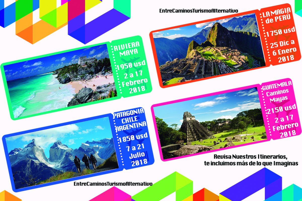 EntreCaminosTur's tweet photo. Te invitamos a #viajar con nosotros. Sueña tus #vacaciones y acompáñanos a compartir realidades en #Peru, #Mexico, #Guatemala, #patagonia. https://t.co/EY741X7Yl3