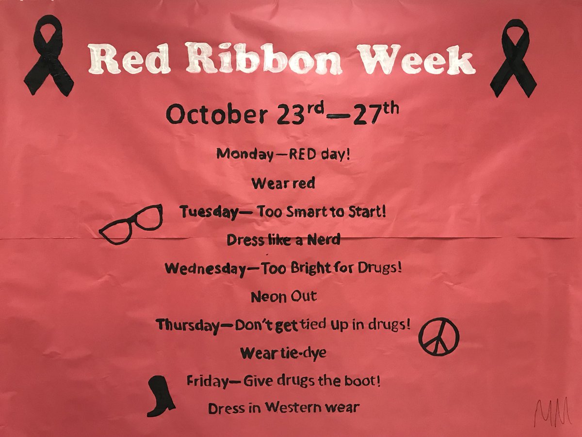 Red Ribbon Week themes for next week!! 🗣RT to spread the word🔴🔴🔴