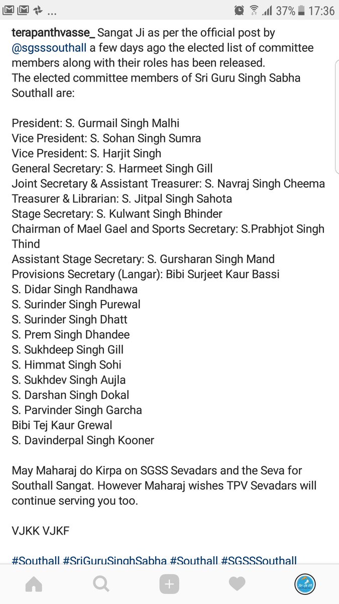 21 <a href="/sgsssouthall/">Sri Guru Singh Sabha Southall</a> committee members &amp; roles. May Maharaj do Kirpa the Sevadars &amp; Seva for #Southall #Sangat. TPV also continue to serve you.