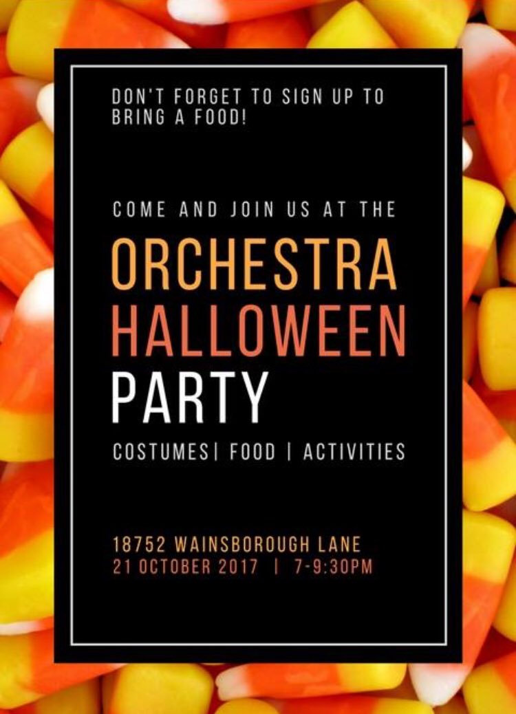 SheptonOrch's tweet photo. Tomorrow is our annual Halloween party! Make sure you bring food according to your class period. See you there! https://t.co/5fW2lJSzOw