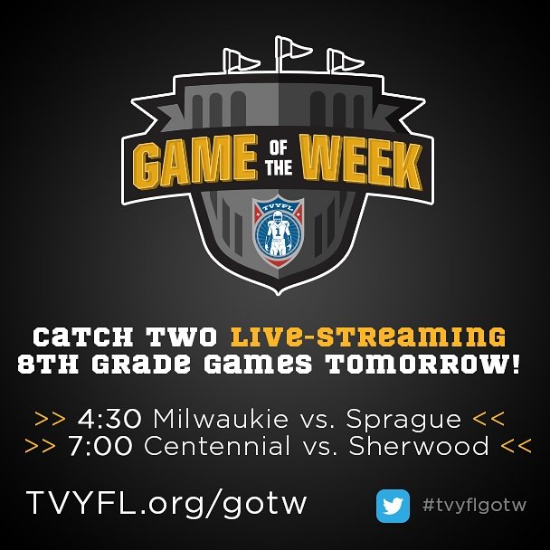 Tomorrow! Tune in to tvyfl.org/gotw to catch two LIVE 8th grade games.