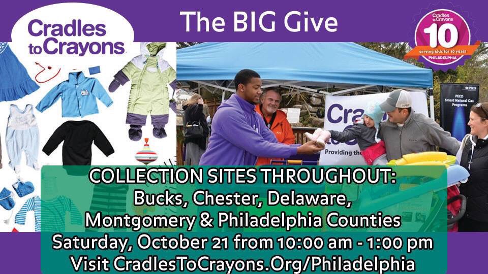 C2CPhiladelphia's tweet photo. Tomorrow is the BIG day! The #BigGive is our most critical collection of the year. Join us for our multi-county collection day that benefits low income and homeless children across the Greater #Philadelphia region. 

Check out our collection sites: https://t.co/gJRicRjCA8 #Philly https://t.co/HVI0Iz9Hh9
