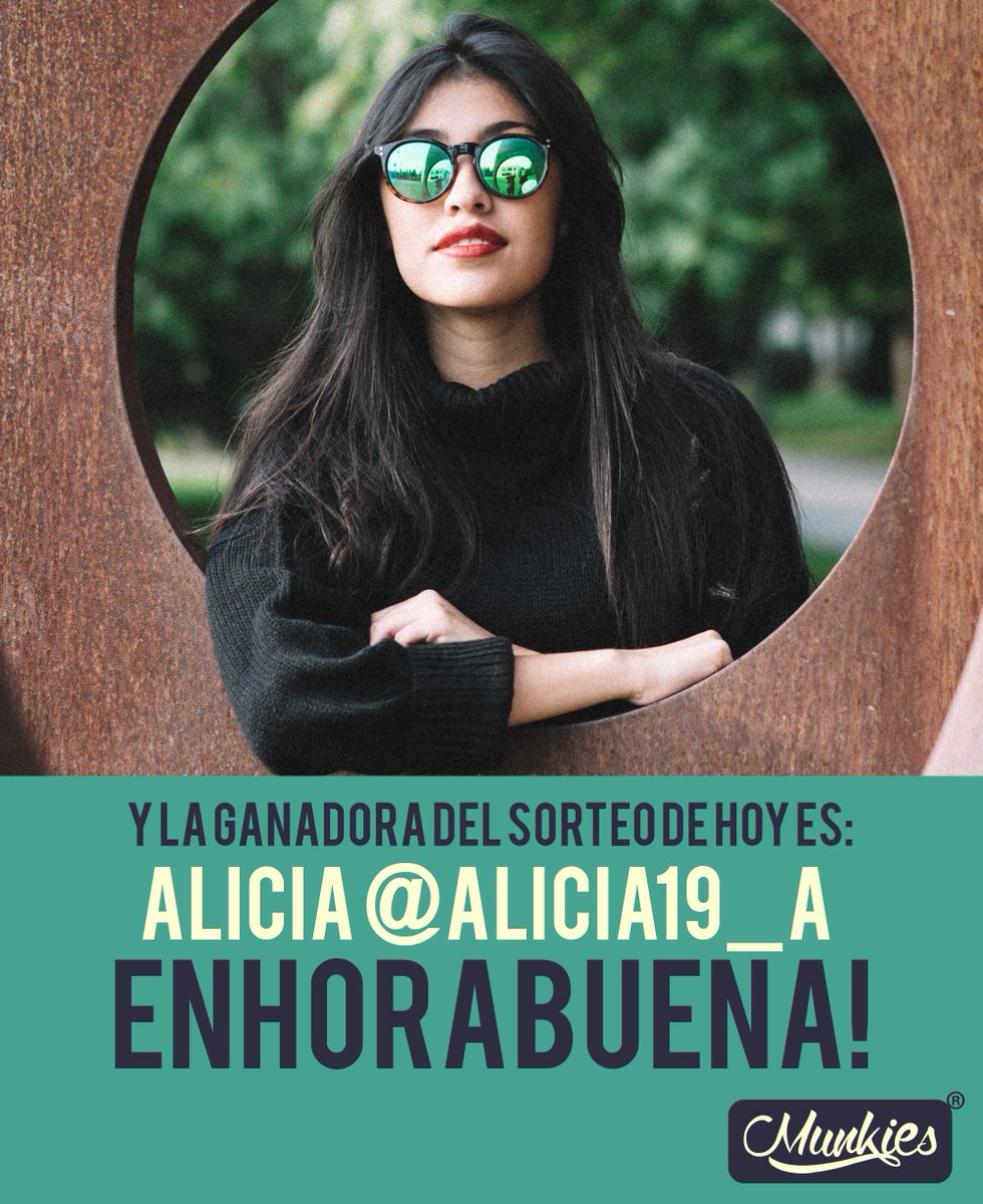 ¡Tenemos GANADORA del #sorteo de unas #Munkies! 
@Alicia19_a 
¡ENHORABUENA ALICIA!

¡Gracias a tod@s por participar! 
¡Pasad un buen finde!