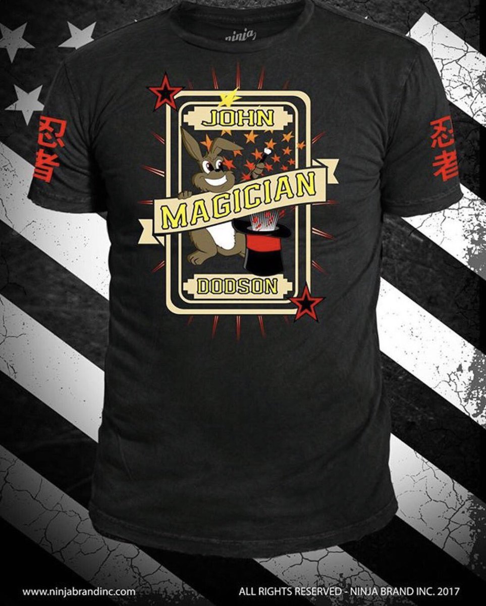 ninjabrandinc's tweet photo. @johndodsonmma Signature tee coming out soon!! Be ready to get yours before they run out!! #Limited #magician #ninjastatus #fightnight https://t.co/LqGw8tBIQt