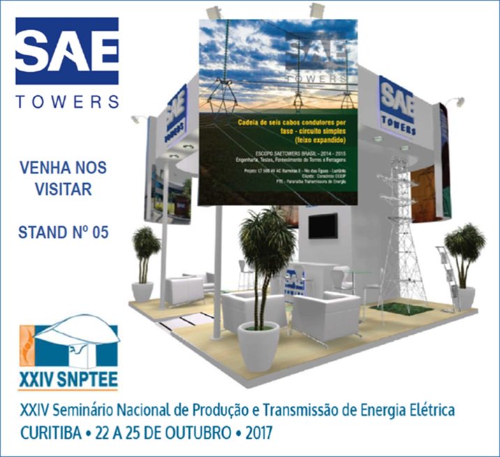 SaeTowers's tweet photo. SAE Towers Brazil will be present at the XXIV SNPTEE - The most important  Symposium of power energy production and transmission in Brazil. https://t.co/IzI9Dr2ln1