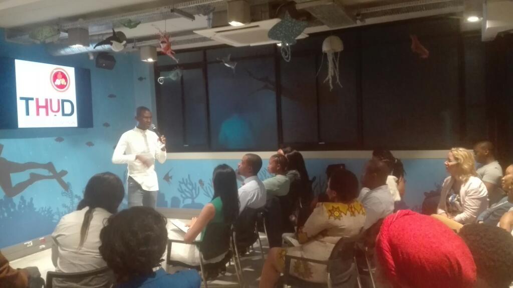 realmokgatle's tweet photo. It's Lebo introducing what #THUDpta is about #SBIncubator and why the movement is important to start-ups https://t.co/cAQ7t0RoKN