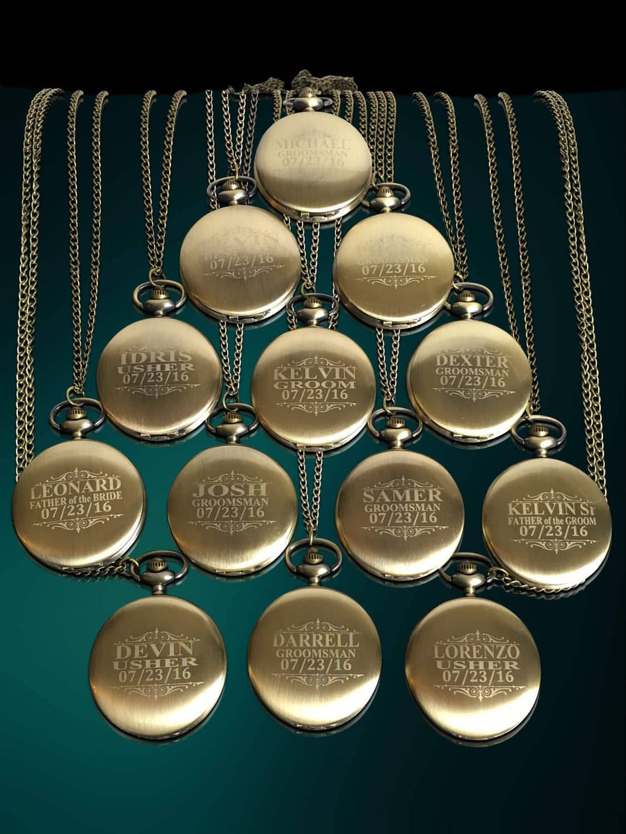 WeddingWidget's tweet photo. 11 Personalized Pocket Watches - 11 Groomsman engraved gifts - Us… https://t.co/Fo1qwJn8TL #weddingwidget #GroomGift https://t.co/atx40QHISw