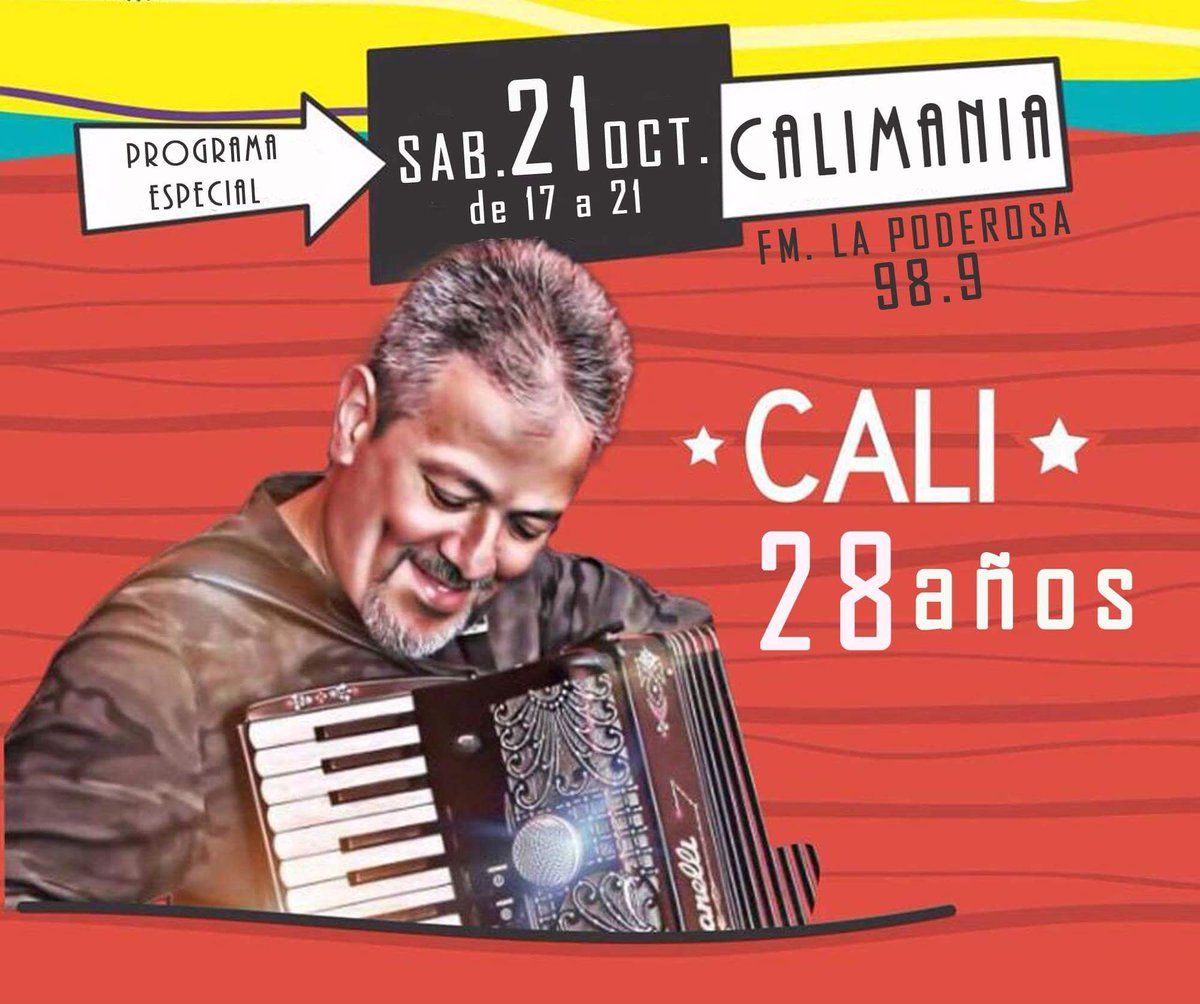CaliOficial's tweet photo. Mañana programa especial 📻 por la
Fm. Poderosa 98.9 ✔
Festejando los 28 años de la banda
No se olviden
De 17 a 21 #Calimania 👑 https://t.co/QCnsswu593