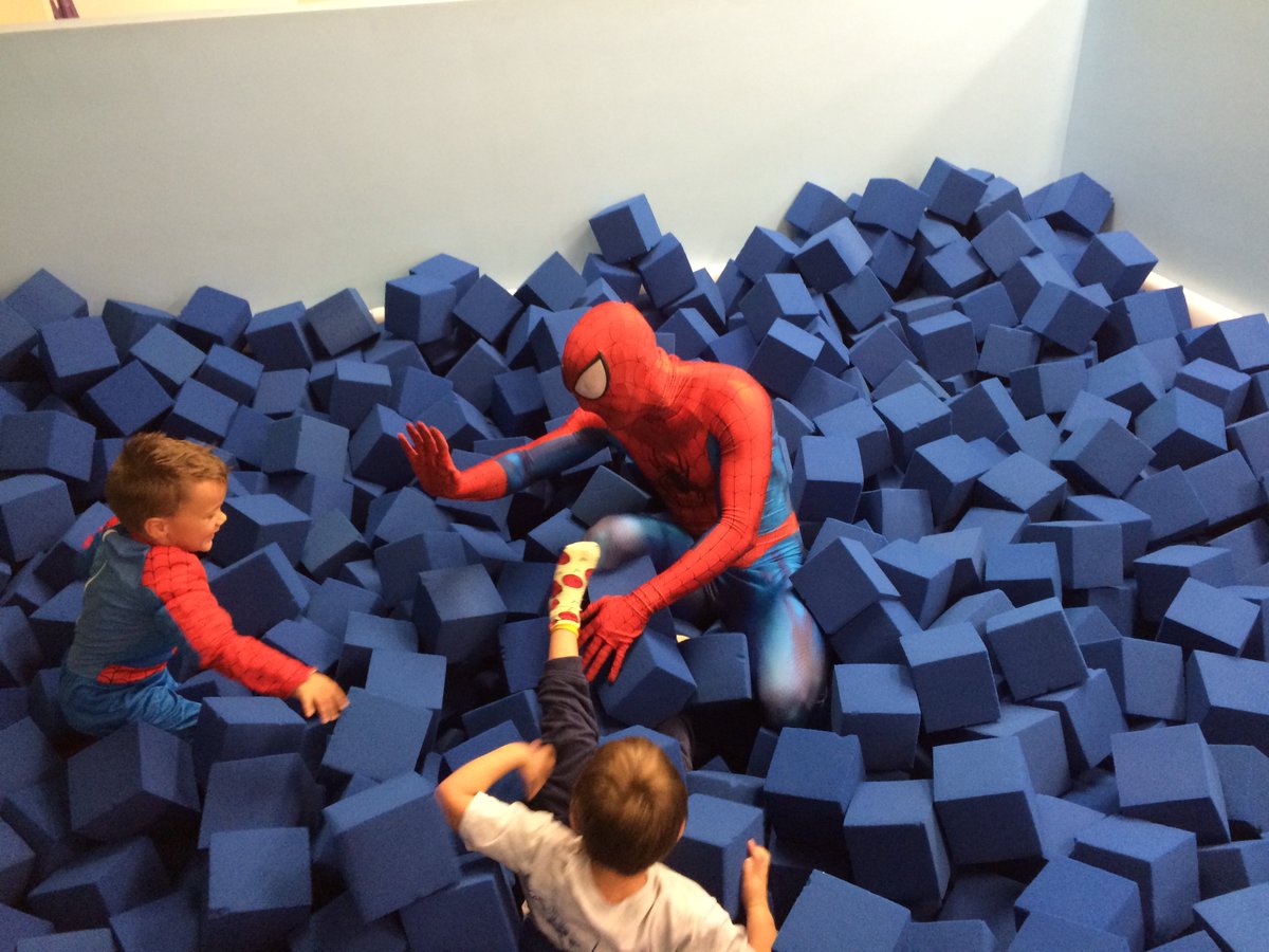 CMFindlay1's tweet image. Spiderman leaped into the foam pit today during his visit to @CMFindlay1 !