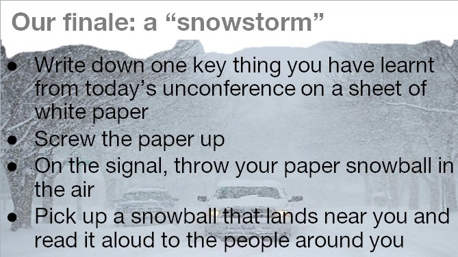 HelenBevan's tweet photo. Here's the "snowstorm" activity that was the finale of the #reimagine2017 unconference today https://t.co/PxG3dlnpve