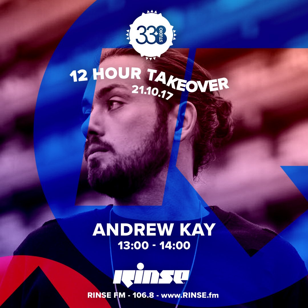 RinseFM's tweet photo. Coming up from 1PM its #AndrewKay for the @studio338 takeover on https://t.co/Q0ed1ktSEG and 106.8FM #RinseFM https://t.co/aLO30OMPfR
