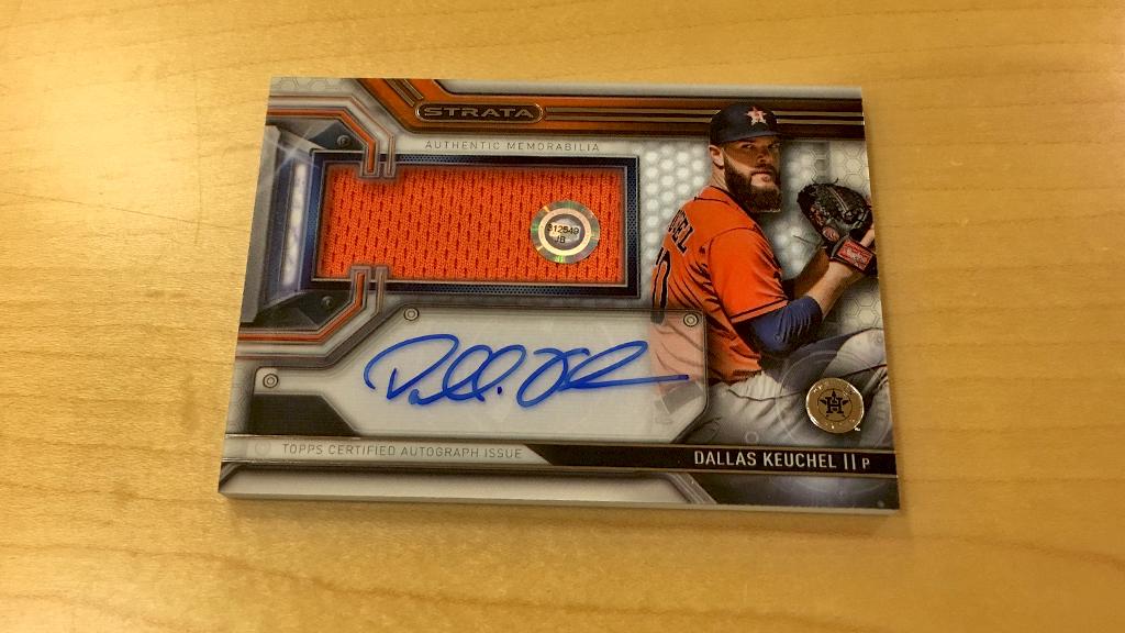 MLB's tweet photo. 2-1 with a 2.60 ERA this #postseason, this @kidkeuchy autographed relic could be yours.

RT for a chance to win. #MLBCards https://t.co/9QShdGPz6v