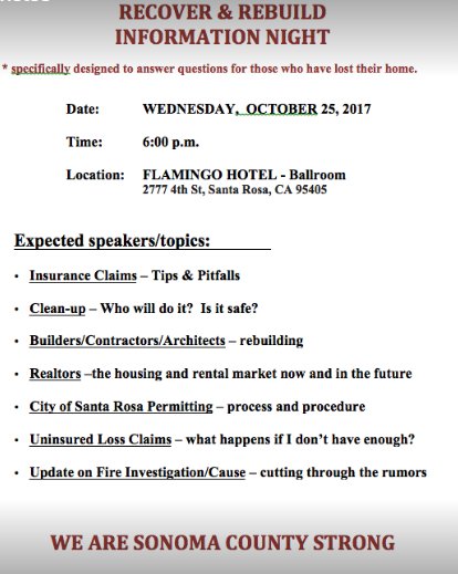 TheLawFirmTLF's tweet image. We are sponsoring a town hall next week with an emphasis on rebuilding and recovery #sonomafires #SonomaStrong #winecountryfires #CALFIRE