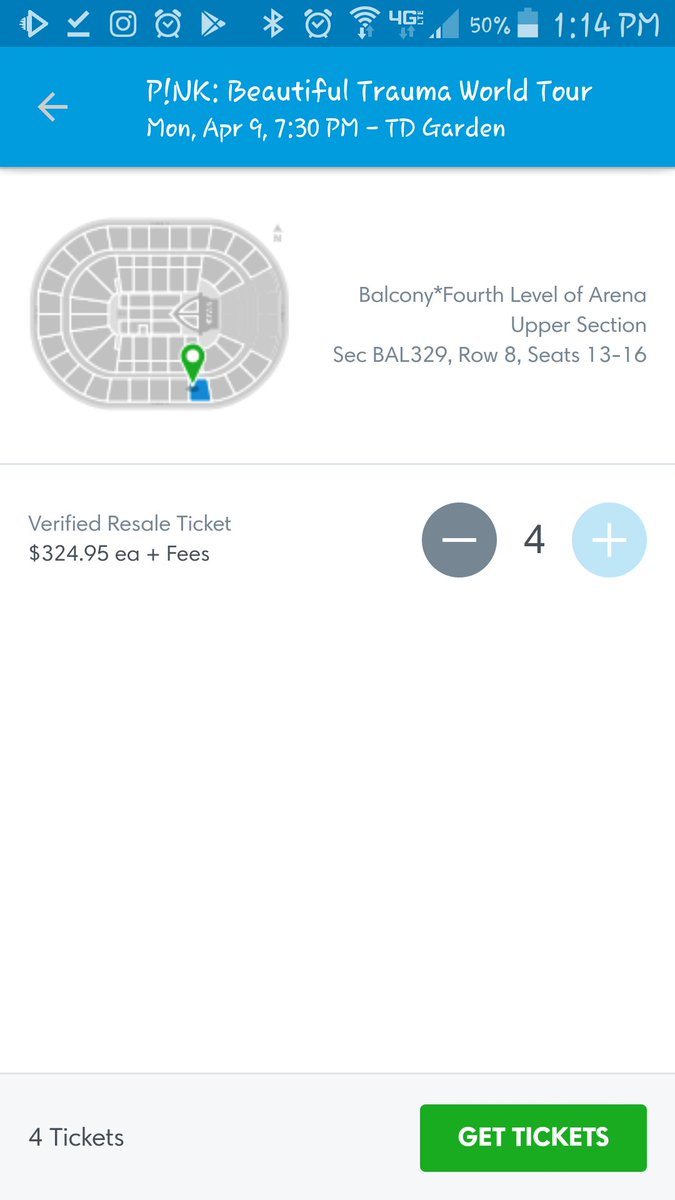 This blows! LOVE <a href="/PINK/">P!nk</a> Can't justify cost of decent seat <a href="/tdgarden/">TD Garden</a>. Thankfully saw <a href="/TheOrpheumTN/">Orpheum Theatre Group</a> way back. <a href="/rls469/">Robert</a>