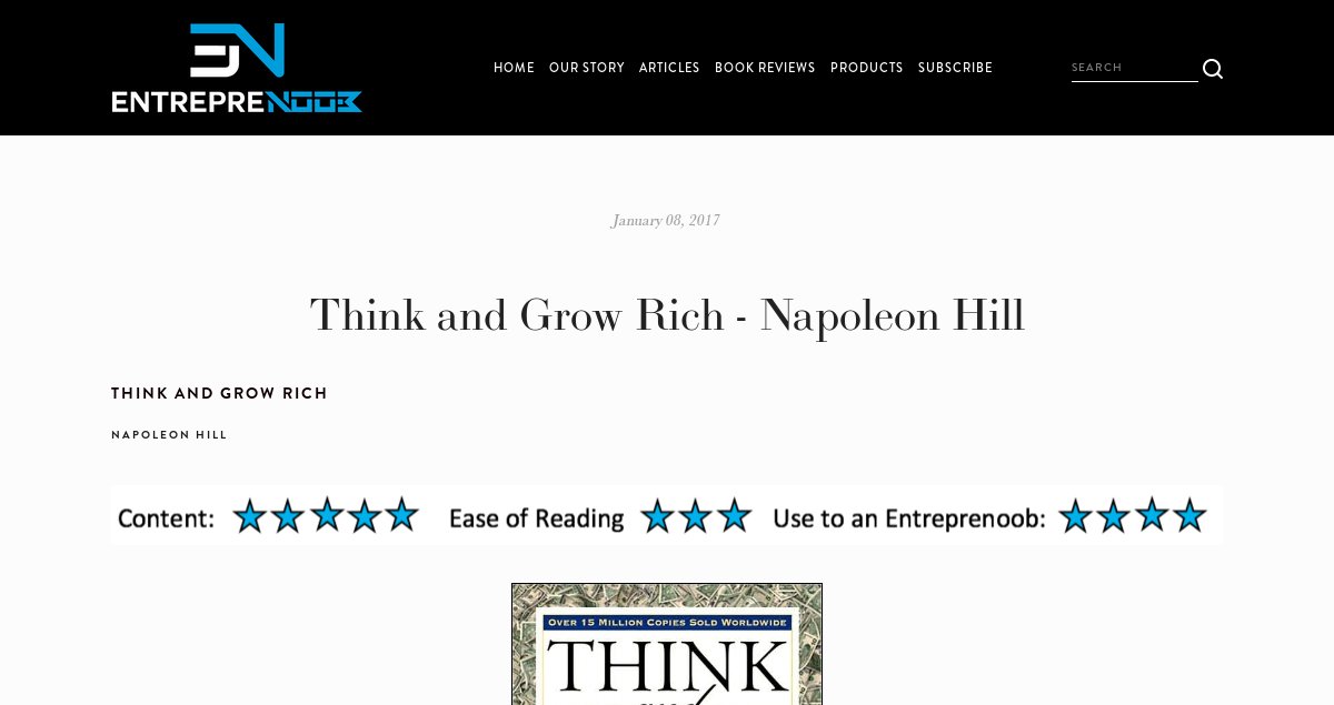 EntrepreNoobs's tweet photo. Perhaps a bit outdated but still a great read! Our review of Think and Grow Rich #bookreview https://t.co/uCEOJkducR https://t.co/9biq85jkID
