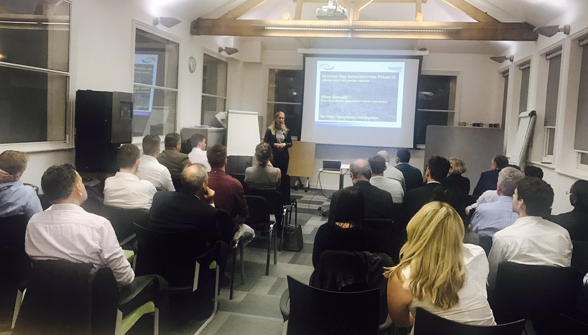 V_IssacLangford's tweet photo. The inspirational #Helen Samuels speaking to a full house @Arcadis, #YRCE @RCEAssoc about the exciting future and innovation @networkrail https://t.co/RgwpO0vRZD