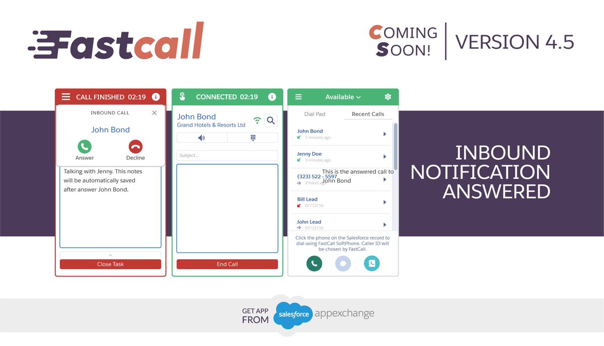 fastcall411's tweet image. #InboundNotificationAnswered.The widget shows a visual notification. You can answer the new call directly from the notification 📩👏 #Fastcall