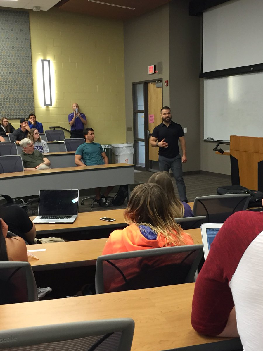 <a href="/Coach_BrettB/">Brett Bartholomew</a> answering some great student questions today! @KStateHE @JohnBuckwalter1 <a href="/Craig_Harms/">Craig Harms</a>