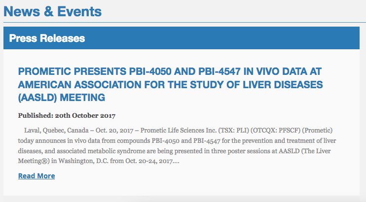 LifeSciComms's tweet photo. #Prometic Presents PBI-4050 and PBI-4547 in vivo data #LiverMtg17 #AASLD17  @AASLDtweets https://t.co/xx58TvSy9W https://t.co/5FWTujE9R0