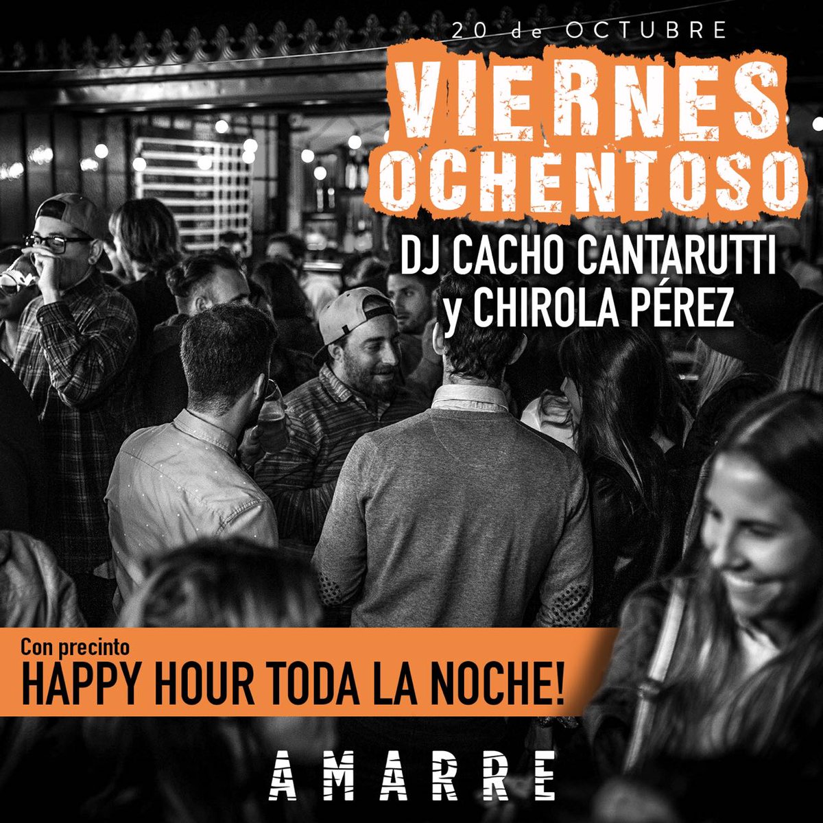 AmarreBar's tweet photo. VIERNES OCHENTOSO
Los mejor de los 80 con DJ Cacho Cantarutti y DJ Chirola Pérez!
Pedí precinto para HH TODA la noche!
#amarrebardecervezas https://t.co/2VkBK6fSzP