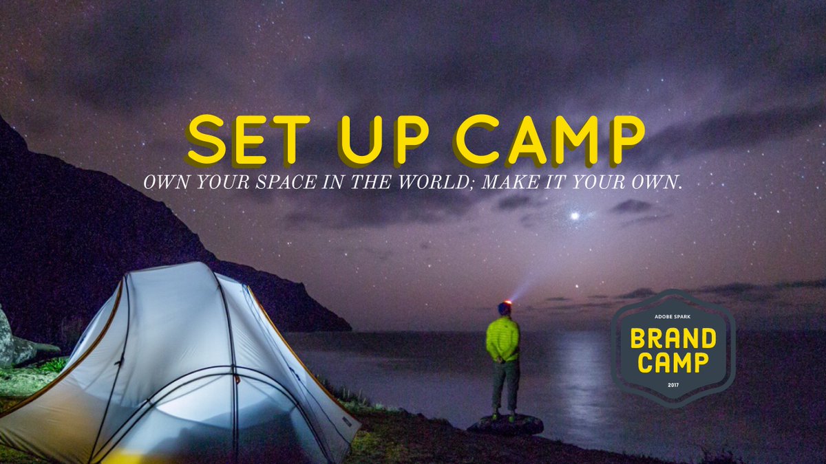 AdobeExpress's tweet photo. Now set up camp! More #branding advice from pros @davidbrier, @MrLeonardKim &amp; @benmattdesign: https://t.co/iTnrT5ijvj #brandcamp #AdobeMAX https://t.co/cOmOuiijGc