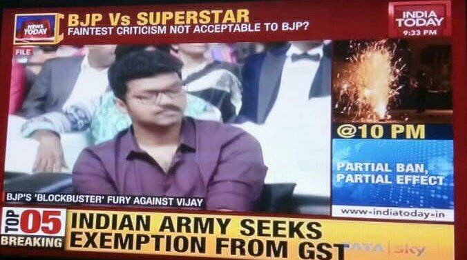 _ArunVS's tweet photo. BJP vs Superstar
#MersalVsModi #BlockbusterMersal https://t.co/lUJLiTGL0V