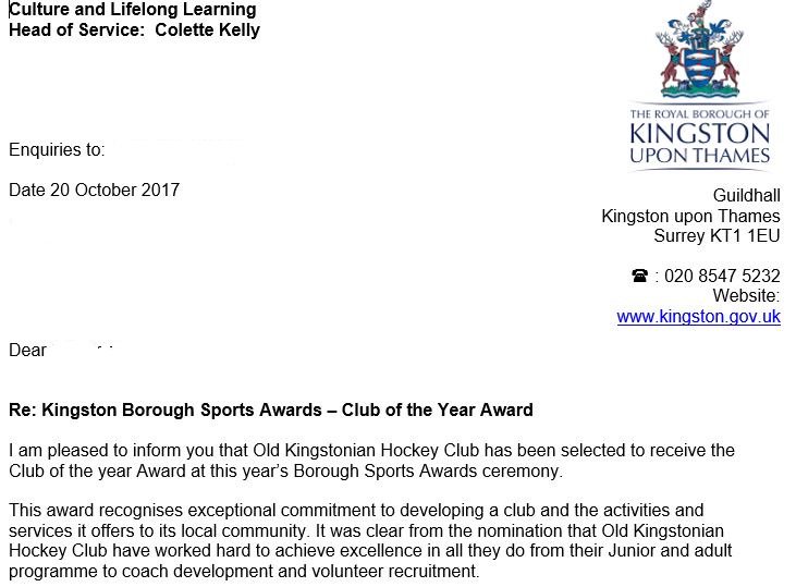 OldKingstonianH's tweet photo. Old Kingstonian Hockey Club has been selected to receive the Club of the year Award at this year’s Borough Sports Awards. Woop Woop! 🏑🏑 https://t.co/Z1o9lx8NXK
