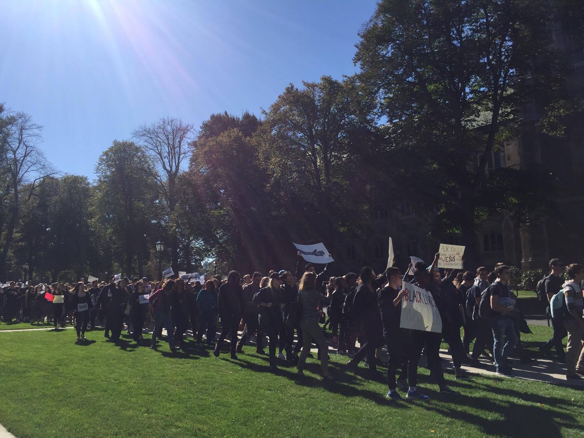 BCRacism's tweet photo. .@BostonCollege students standing up to racism on campus &amp; asking admins to make concrete actions #BlackLivesMatter #SilenceIsStillViolence https://t.co/1SxD4qDuvD