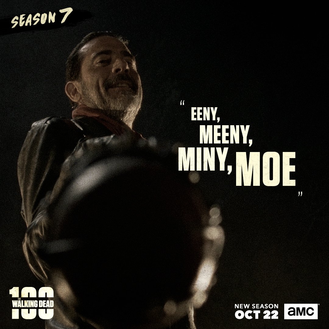 WalkingDead_AMC's tweet photo. Rhyme time with Negan. #TWD100 https://t.co/R6r3mnw00v