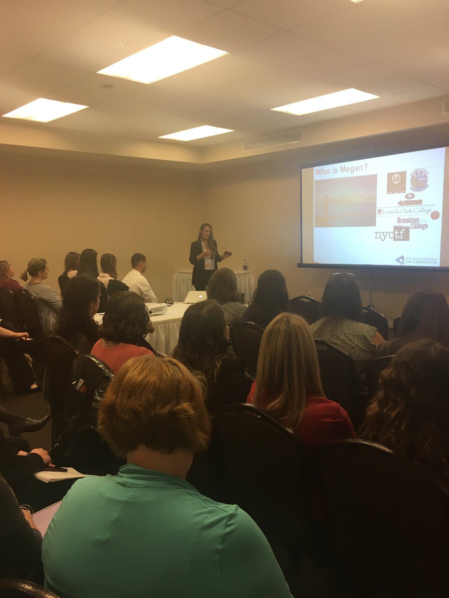 InclusiveEdNY's tweet photo. Megan is facilitating her session to a packed room at the #NYSCEC Conference #verbaldeescalation #specialeducation #coteaching @MeganOhlssen https://t.co/2Xovxu26Lj