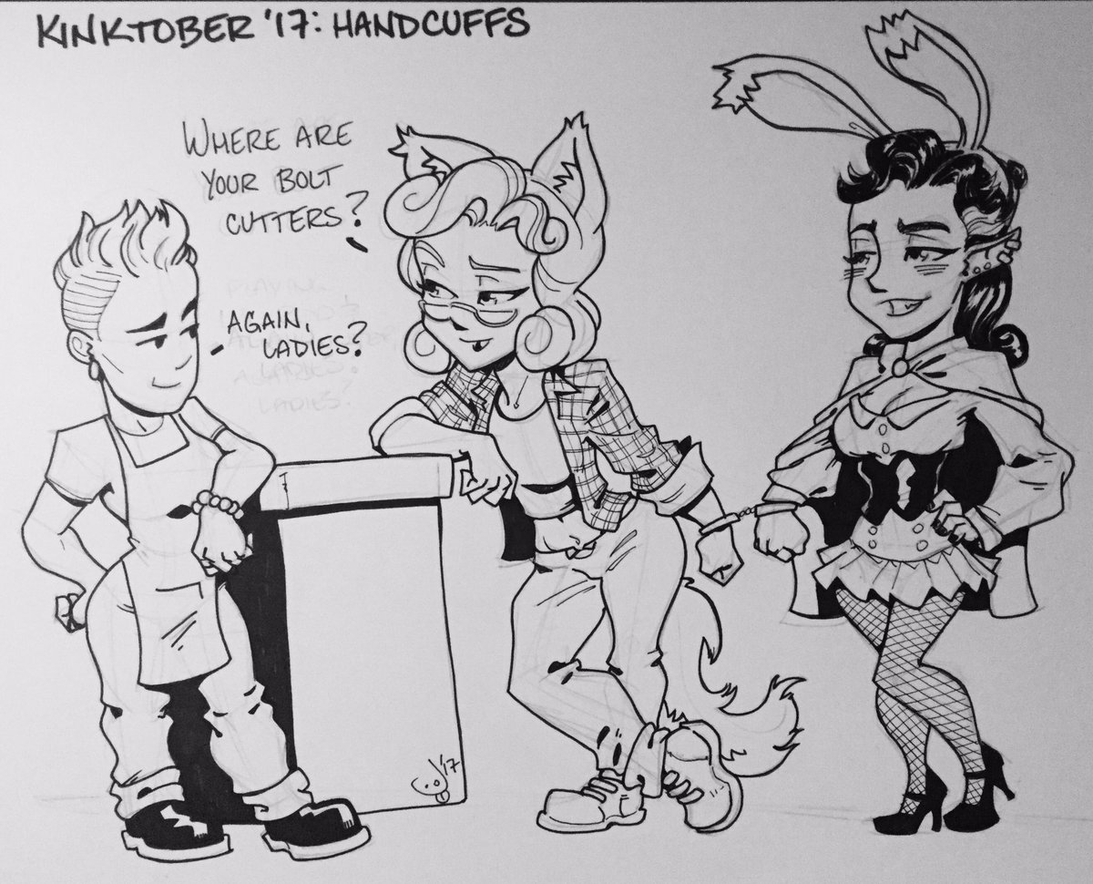 JMillerLSAZ's tweet photo. Kinktober17: Handcuffs
Slight bit of trouble when you loose the keys
#kinktober2017 #handcuffs #cutievampire #grumpywerewolfwife #sexyhorror https://t.co/mnD0yNhbHp