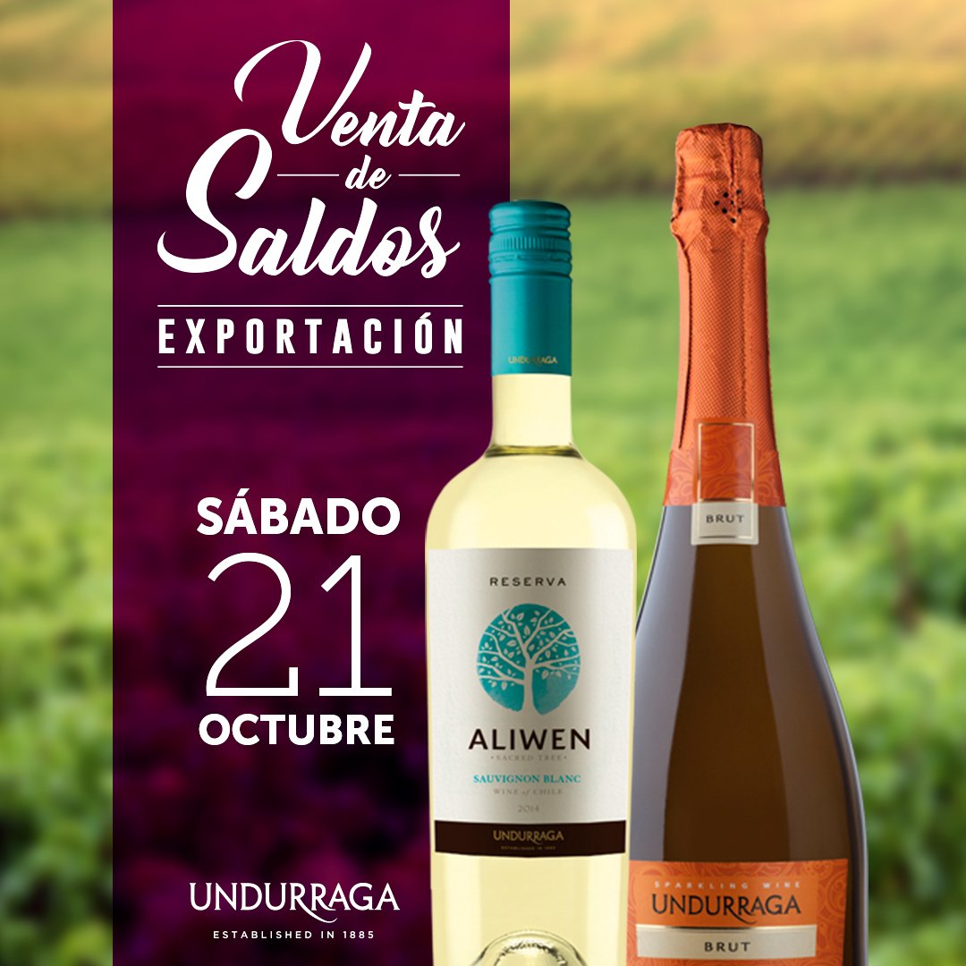 Este sábado 21 de octubre, ven por tu Undurraga! Te esperamos en Camino a Melipilla, Km 34, Talagante, desde las 08:30. #UndurragaWines