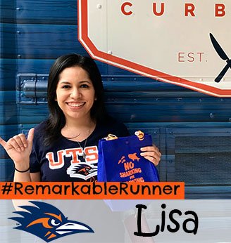 UTSACampusSrvcs's tweet photo. Lisa loved the Cajun menu and she is this week's #RemarkableRunner! Thanks @darkangel927! https://t.co/hA33yxALH1