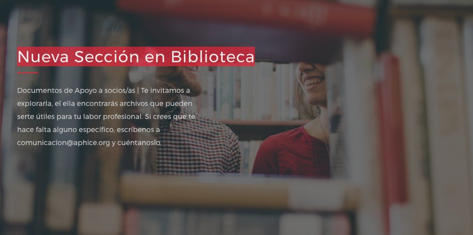 AphiceAsoc's tweet photo. Explora la nueva sección de Documentos de apoyo a socios/as con archivos que pueden serte útiles para tu labor profesional. #APHICE https://t.co/TItpyGRiTA