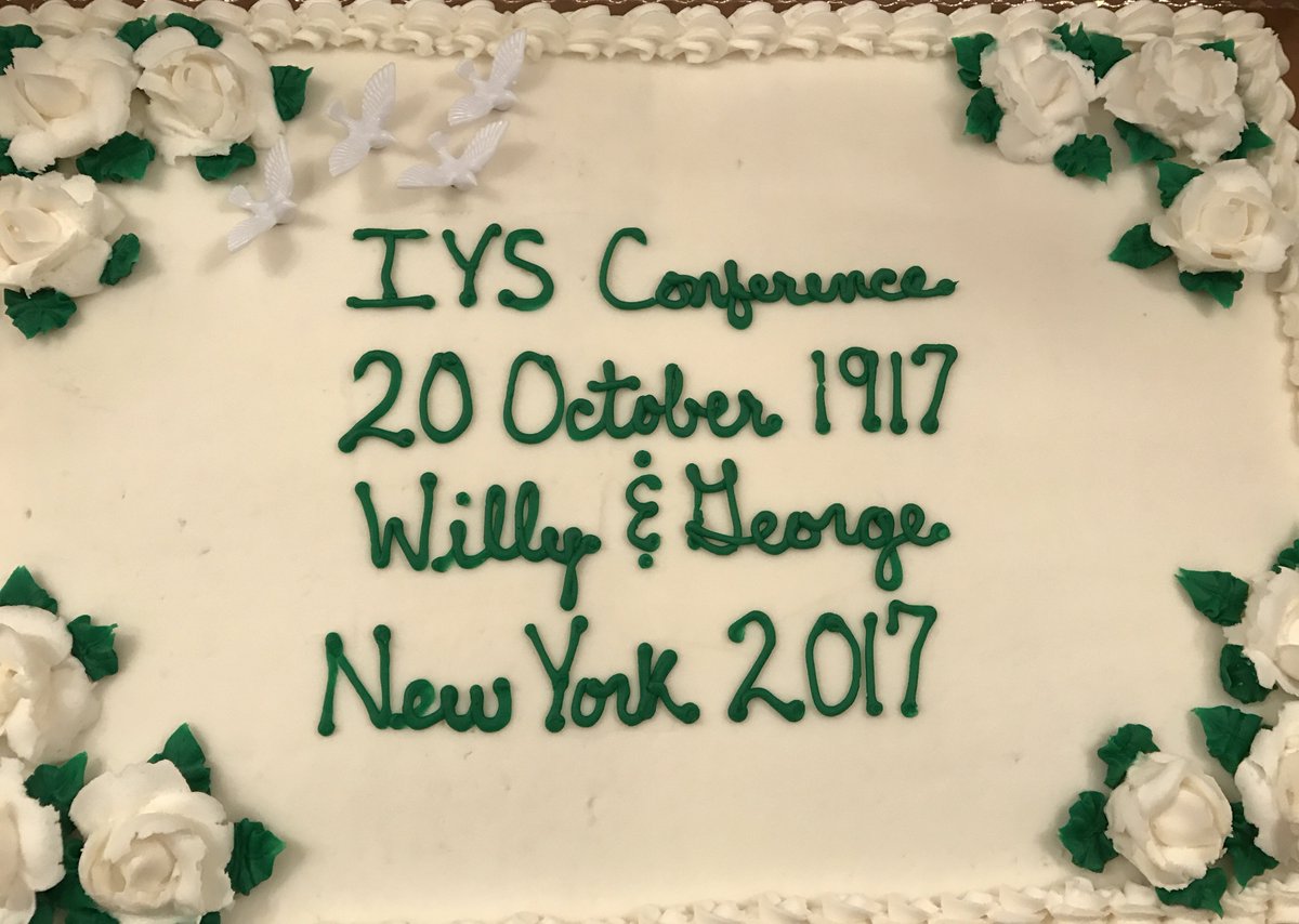 venetianblonde's tweet photo. Oh excellent. An anniversary cake for W.B. and George Yeats @YeatsStudies @TheNewSchool @GIHNYU 
All academic conferences should have CAKE. https://t.co/eXvC1ZzuE3
