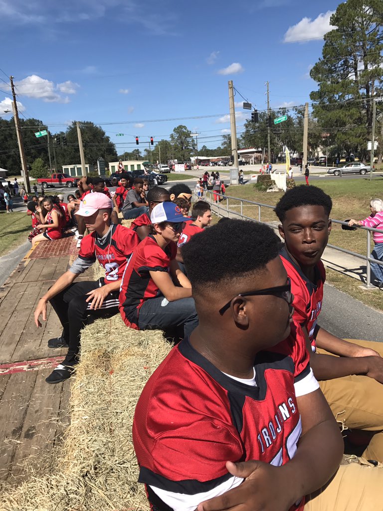 HamcoFootball's tweet photo. Trojans on homecoming float. Thx to preferred rental. https://t.co/e83vLIeKvY