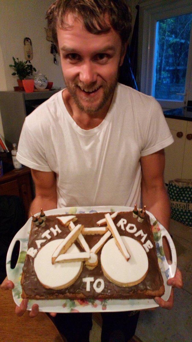 bathtorome's tweet photo. Bath to Home day 5! We've made it home!!! Dad dropped off in Bath at lunch and in Cornwall by dinner time. Thanks for the cake Mum! #home https://t.co/bP5J75TNaf