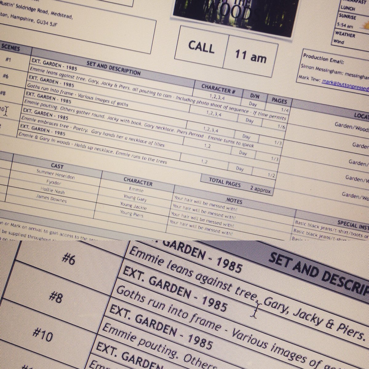 PQABrightonWest's tweet photo. A call sheet used for a #shortfilm produced by our #Film&TV teacher featuring #pqa #students !! #callsheet #bts #buttonpressed https://t.co/4ZPO0qJkIz